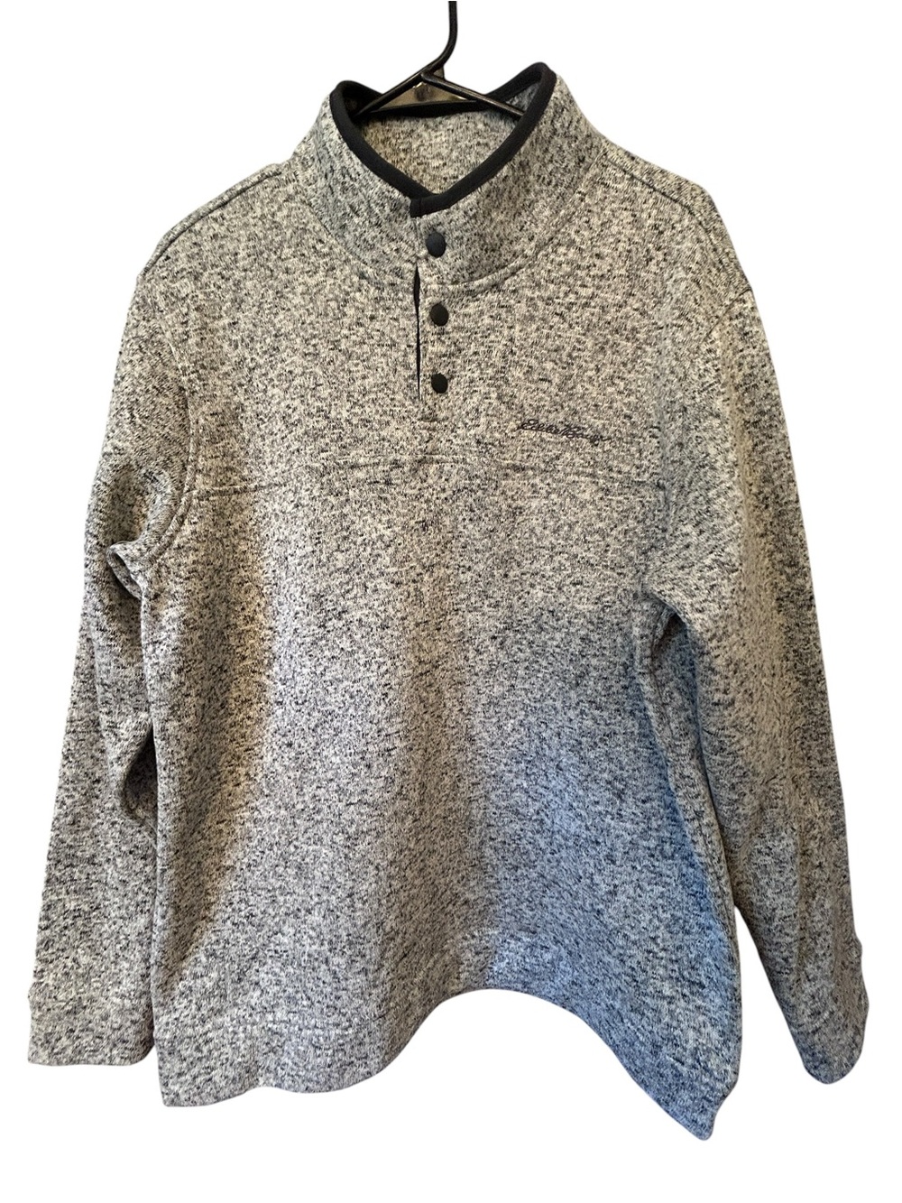Eddie Bauer Men’s L Gray Heather Fleece Snap Mock Pullover